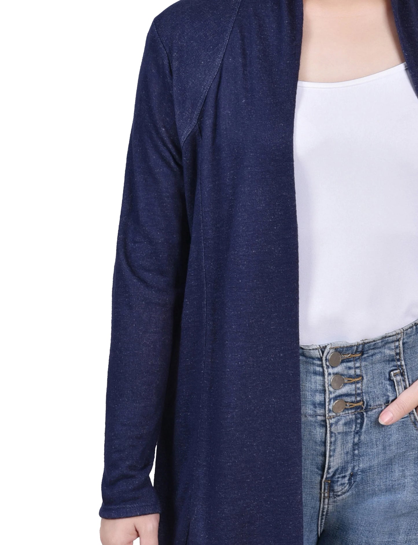 DORETHA-Navy Long Sleeve Collared Cardigan