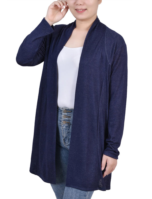 DORETHA-Navy Long Sleeve Collared Cardigan