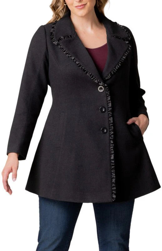 DORETHA-Satin Trim Coat