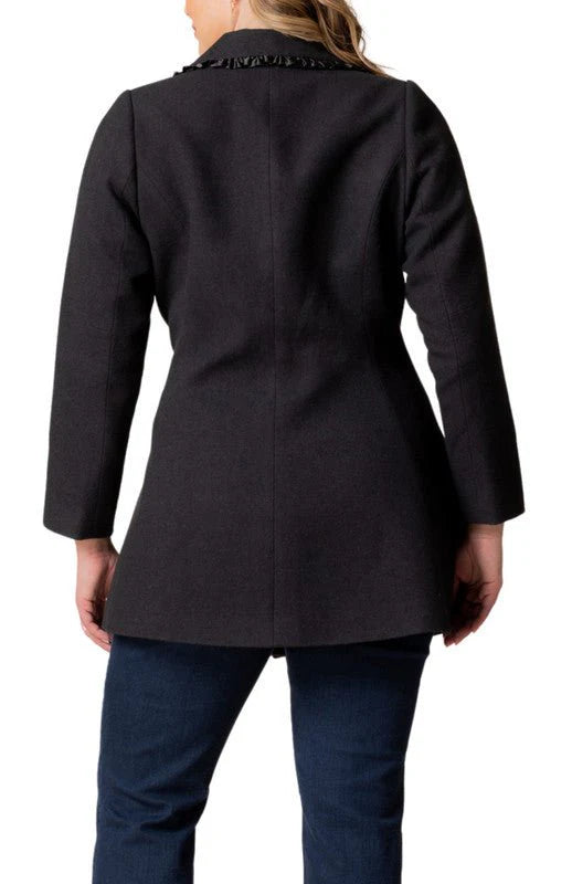 DORETHA-Satin Trim Coat